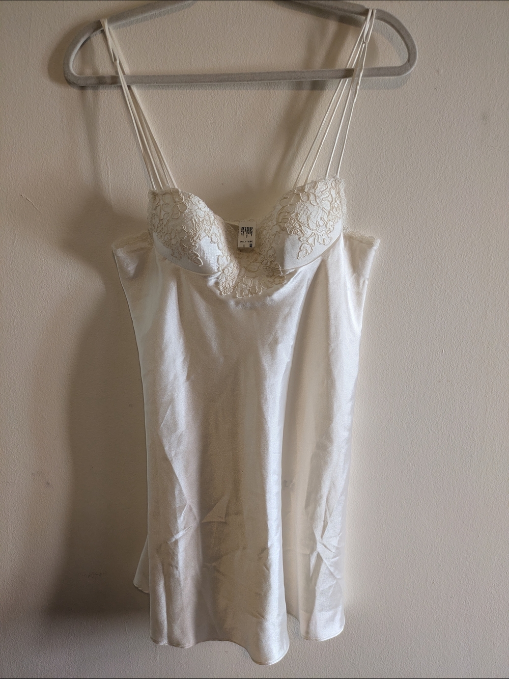 Victoria's Secret Small Gold Label 80s 90s Cream Lace-Detail Slip